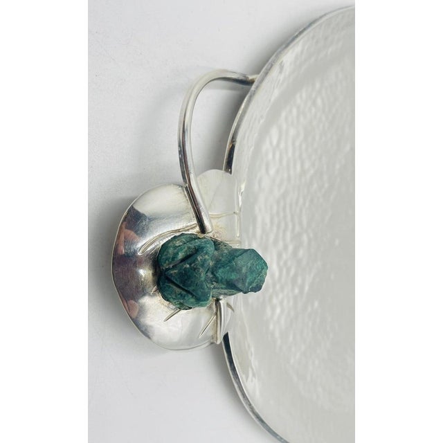 1980s Whimsical Silver-Plate & Malachite Serving Tray by Emilia Castillo, Mexican Art For Sale - Image 10 of 16