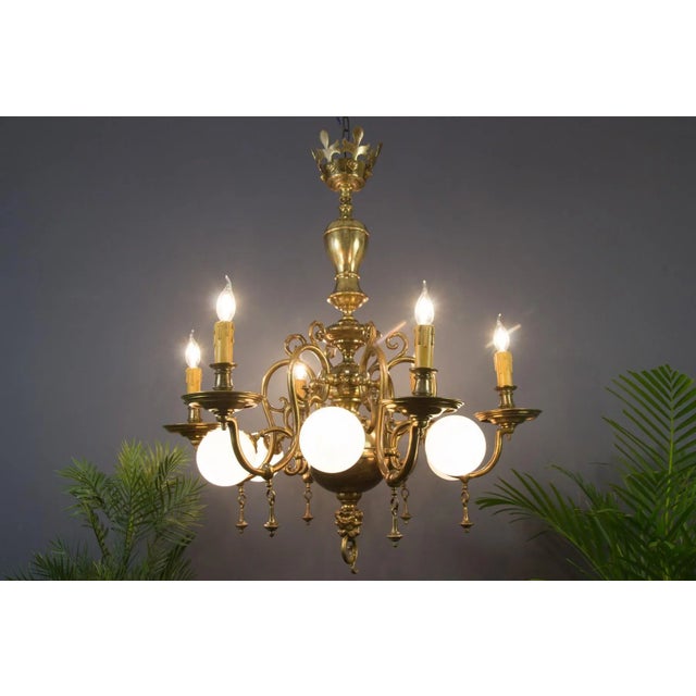 Antique Baroque Brass and Bronze Chandelier For Sale - Image 11 of 18
