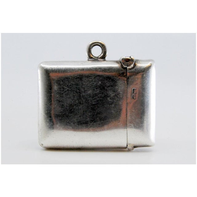 Metal Plain Silver Matchbox with Hinged Lid For Sale - Image 7 of 11