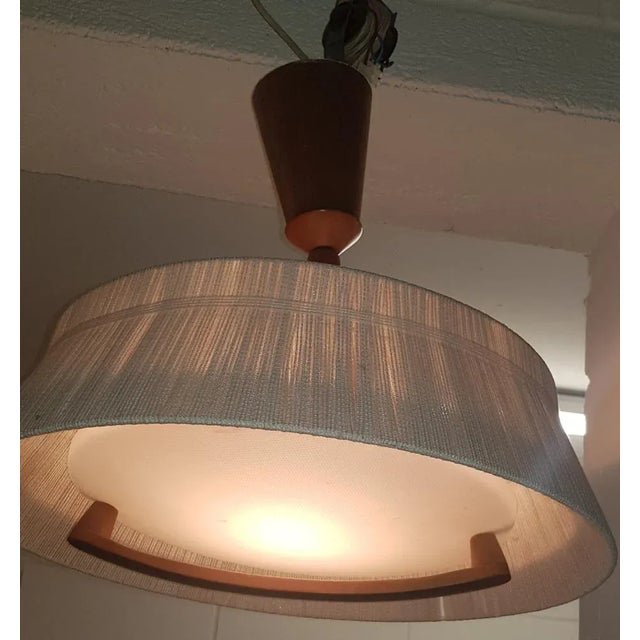 Mid-Century Modern Extendable Raffia Train Pendant Lamp from Temde, 1970s For Sale - Image 3 of 6