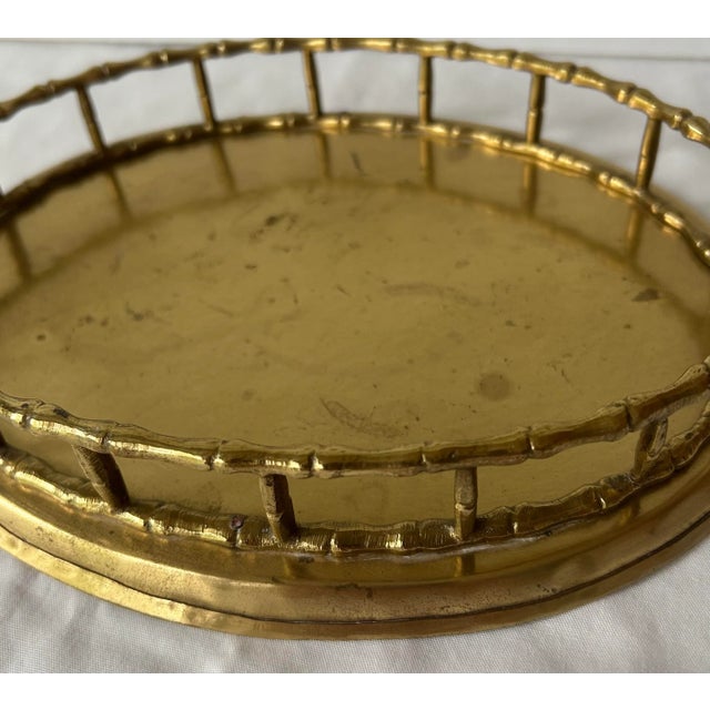 Mid-Century Modern Brass Bamboo Motif Gallery Tray For Sale - Image 3 of 6