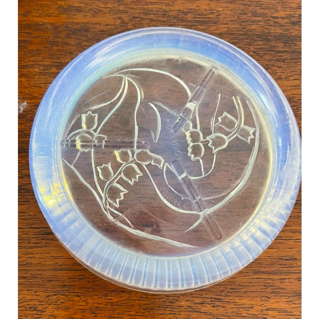 1910s 1910 Edmond Etling Coaster Mold Glass Decor of Lily of the Valley For Sale - Image 5 of 7
