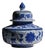 Handmade Ceramic Oversized Squat Lidded Vase – Wide “Potiche” Form with Blue & White Baba Nakkas Floral Design For Sale