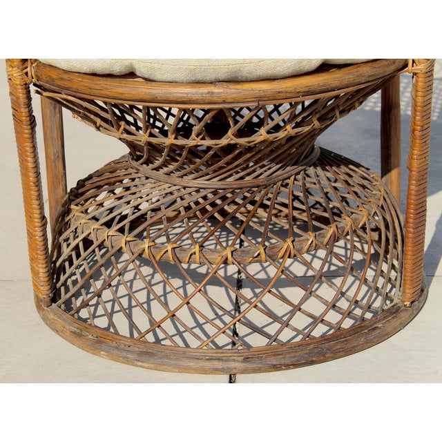 Vintage Thai Bohemian Wicker Peacock Chair With Cushion For Sale - Image 14 of 18