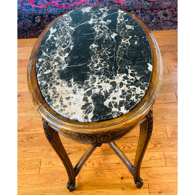 Antique French Louis XV Marble Side Table ~ Ornately Carved Wood For Sale In San Francisco - Image 6 of 18