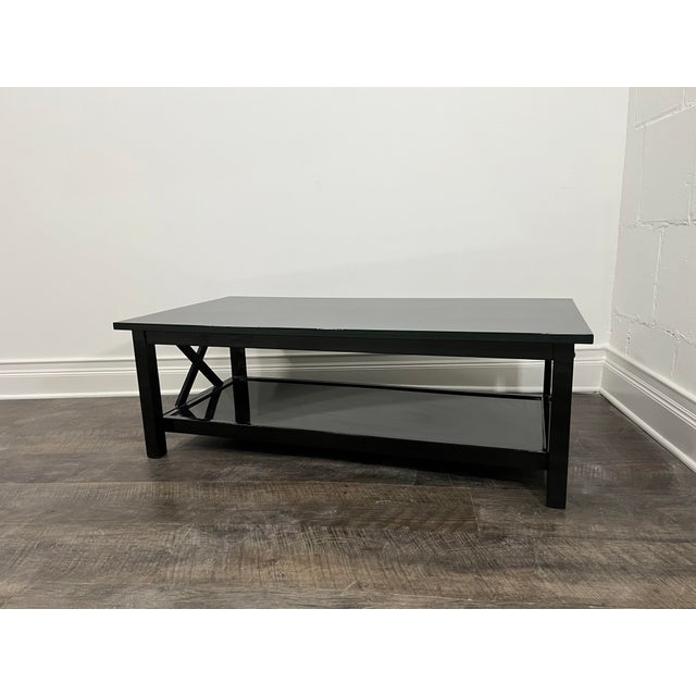 Refinished Coffee Table, All Black With Dark Green Top, High Gloss For Sale - Image 9 of 11