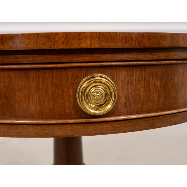 Brown Council Mahogany One-Drawer Round Drum End Table For Sale - Image 8 of 17