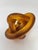 Signed Amber & Cognac Art Glass Infinity Knot Sculpture, Serpentine Texture For Sale - Image 4 of 17