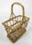 Boho Chic Woven Rattan Wine Caddy or Utensil Holder For Sale - Image 3 of 4