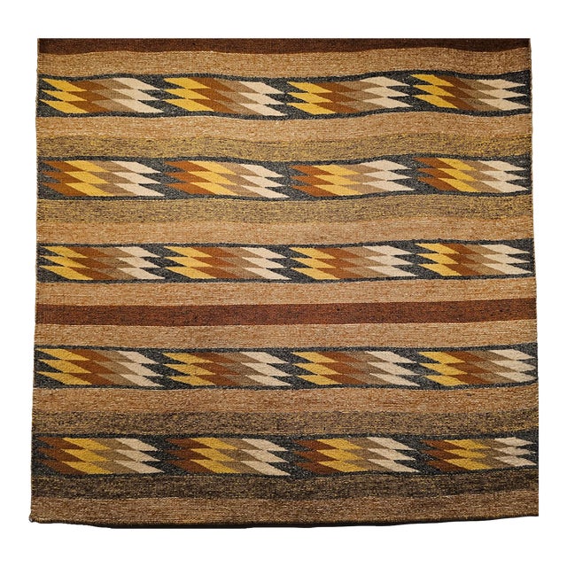 Square Size Vintage Native American Navajo Rug. Wool & Cotton, Eye Dazzler Pattern, 4x4 For Sale