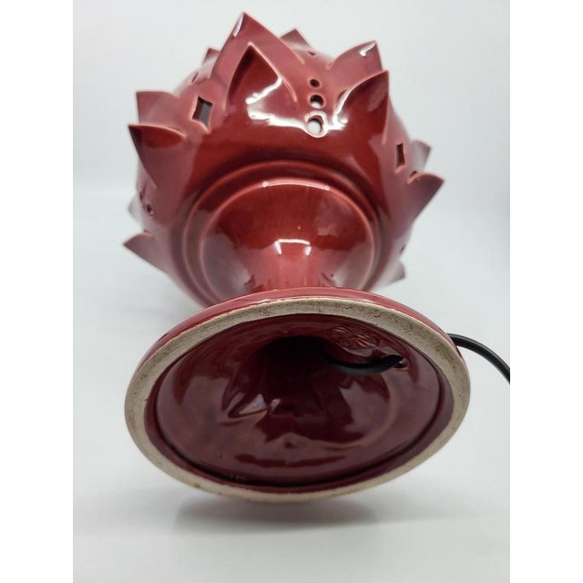 Artichoke Lamp in Bordeaux Ceramic, 2010s For Sale - Image 3 of 16
