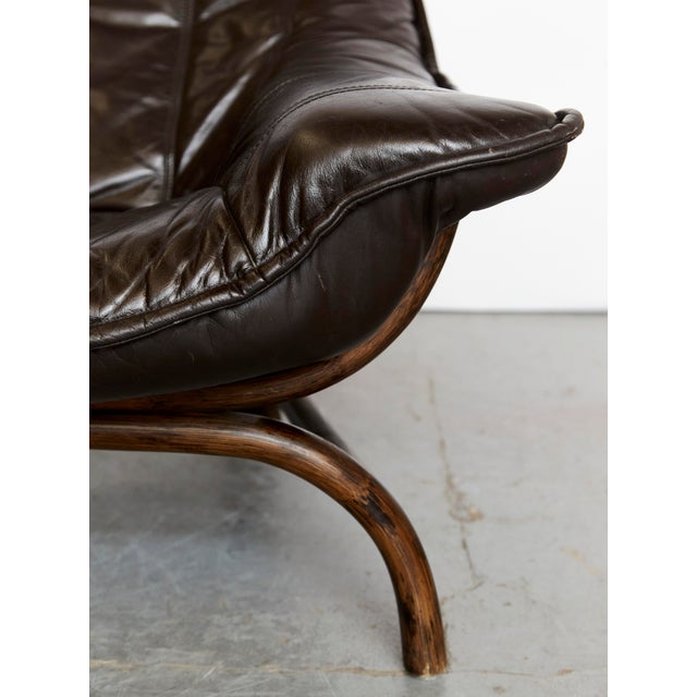Set of Bamboo and Leather Lounge Chair and Ottoman, 1970s For Sale - Image 15 of 18