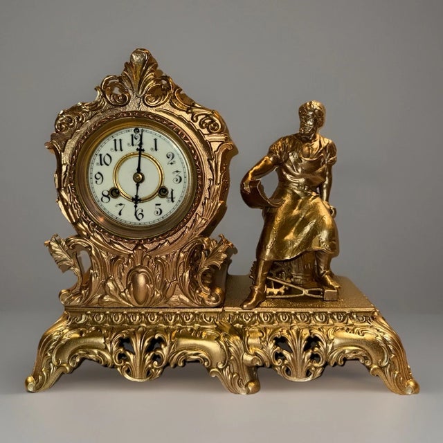 This listing is for a gorgeous antique mantel clock by Waterbury. This clock is the “Viborg” model. The clock is made from...