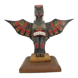 Jimmy Joseph Kwakiutl Eagle Carved Wood Totem Pole Bc Native Sculpture