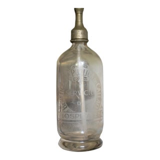 Antique Peruvian Callao Hospital Seltzer Bottle Peru Art Deco Barware For Sale