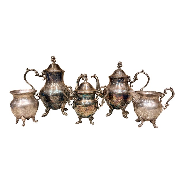 Vintage English Silver Mfg. Corp. Silver on Copper Tea & Coffee Service, Set of 5 For Sale