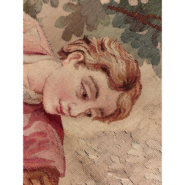 Antique French Aubusson Lovers Who Fish Tapestry, 1890s For Sale - Image 13 of 18