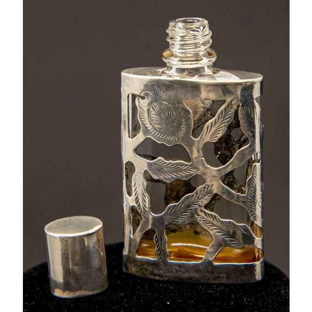 Silver Early 20th Century Sterling Silver Over Glass Perfume Bottle For Sale - Image 8 of 9
