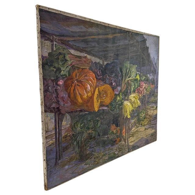 Modern Monumental 19th Century French Produce Market Oil Painting by Camille Olivier For Sale - Image 3 of 18