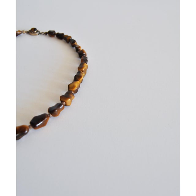 Tiger's Eye and Sterling Silver Necklace by Erik Poul Fenster, Denmark, 1960s For Sale - Image 4 of 13
