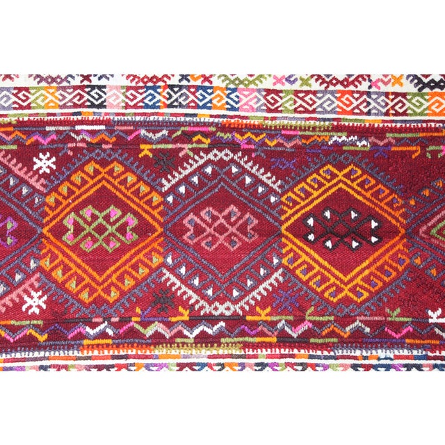Vintage Fine-Work Cicim Kilim With Diamond Motifs – Handwoven Anatolian Tribal Textile - 4' X 4' 7'' For Sale - Image 11 of 11