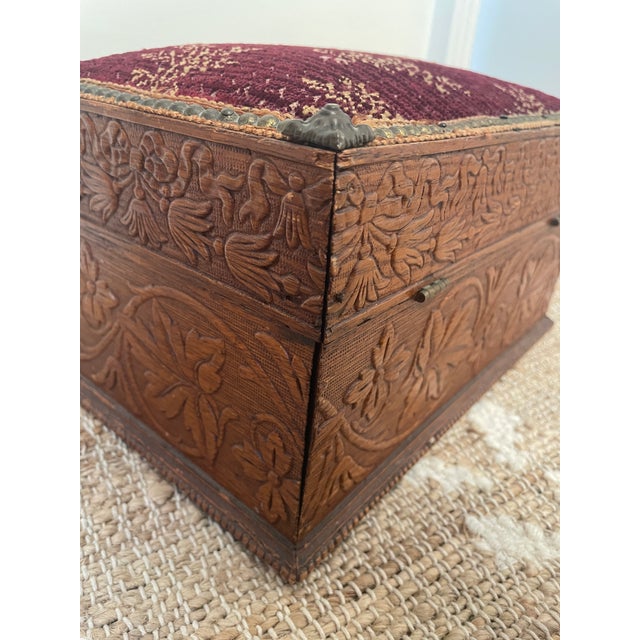 1920s Hand-Carved Wooden Chest Letter Jewelry Box For Sale - Image 11 of 12