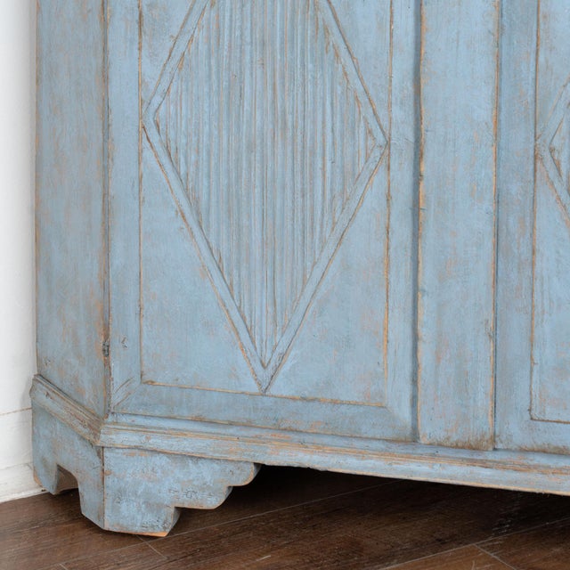 Blue 19th Century Swedish Blue Short Corner Cabinet Cupboard For Sale - Image 8 of 10