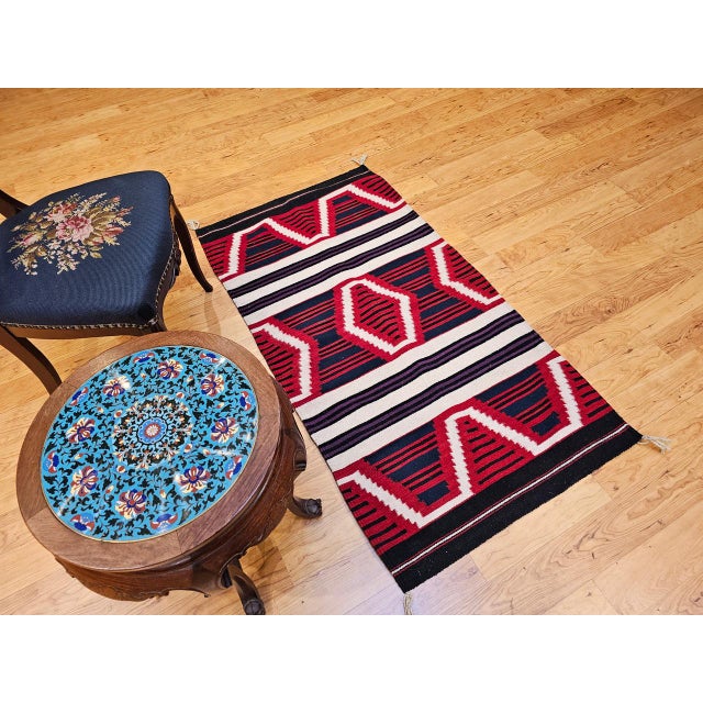 Vintage Native American Navajo Rug, Handwoven Wool, Chief’s Blanket Pattern, 3x5 For Sale - Image 11 of 11