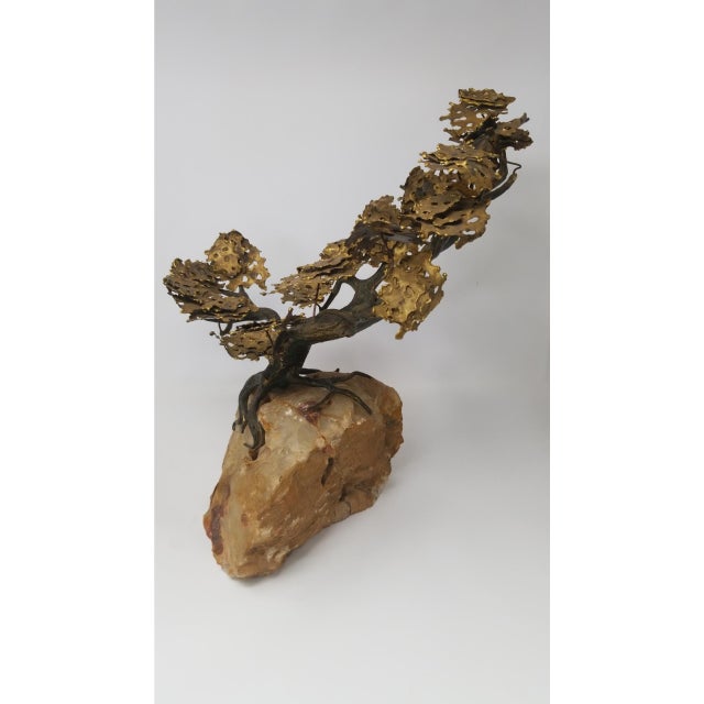Early 20th Century Curtis Jere Style Bronze Tree on Quartz For Sale - Image 5 of 5