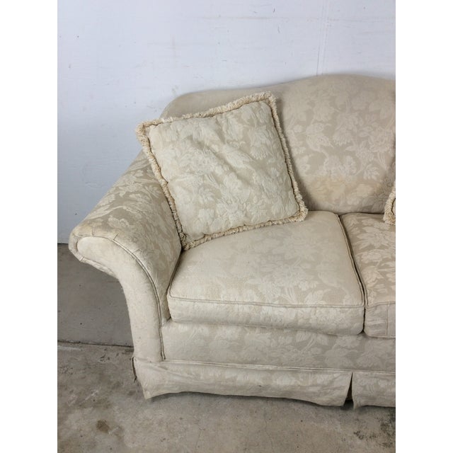 Vintage White Floral Loveseat With Throw Pillows For Sale - Image 4 of 18