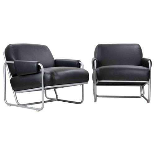 Black Armchairs in Steel and Black Skai by Guido Faleschini, Italy, 1970s, Set of 2 For Sale - Image 8 of 8