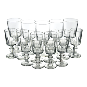 Late 19th Century French Cut Glass Stemware, Set of 15