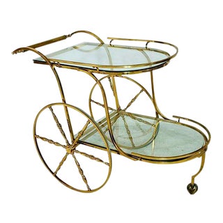 Hollywood Regency Brass Tea Cart For Sale