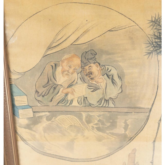 19th Century 19th Century Chinese Song Style Watercolor Scroll Painting on Silk, Framed For Sale - Image 5 of 13