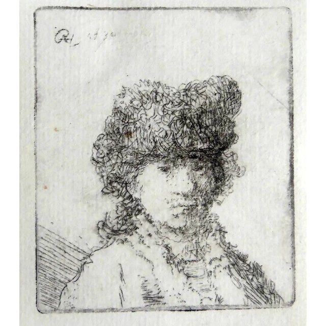 Original Rembrandt Van Rijn Self Portrait in Fur Cap 1630 For Sale