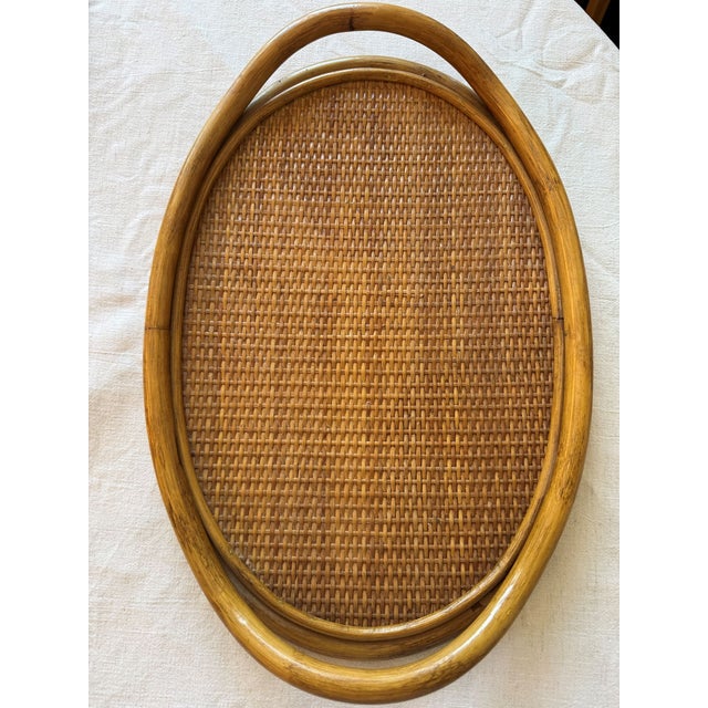 1960s Mid-Century Modern Rattan Serving Tray, Czechoslovakia, 1960s For Sale - Image 5 of 5