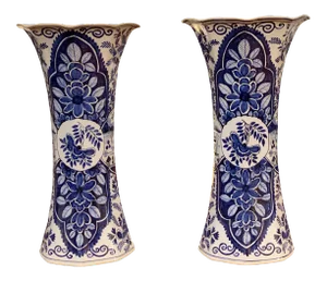 Delft Blue and White Vases - a Pair