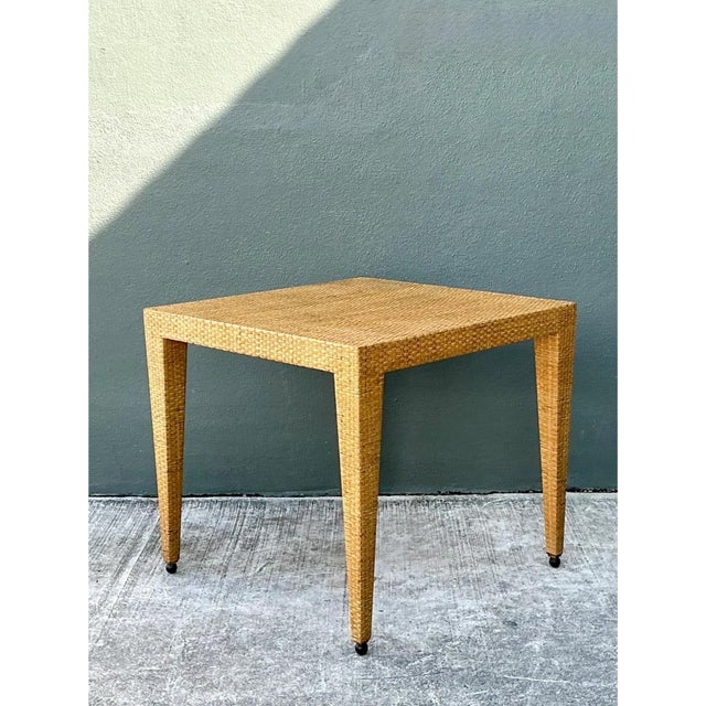 Vintage Baker Milling Road Rattan Square Game Table For Sale - Image 9 of 12
