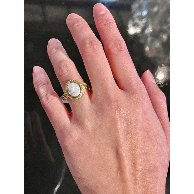 Metal 14 Karat Yellow Gold Cameo Ring With Stones For Sale - Image 7 of 11
