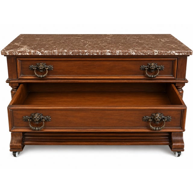 Traditional Eastlake Renaissance Revival Wash Stand. Walnut With Marble Top, For Sale - Image 3 of 5