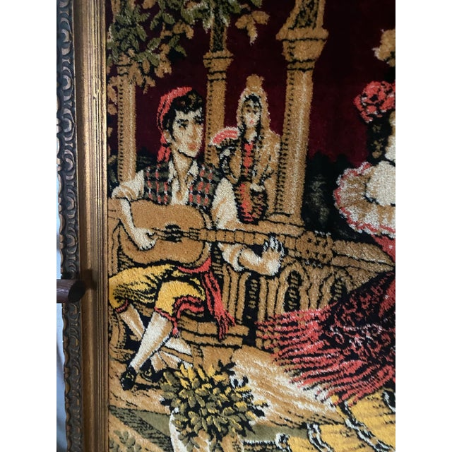 Large Vintage Flamenco Dancers Framed in Velvet Type Material For Sale - Image 9 of 10