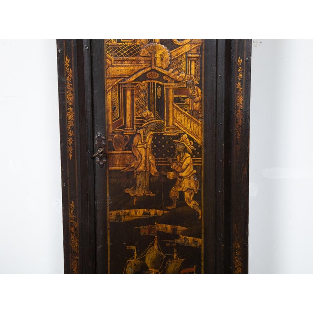 English 18th Century Chinoiserie James Hewitt of Sunderland Tall Case Clock For Sale - Image 4 of 12