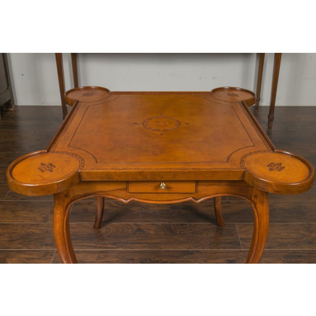 Brown French 1860s Napoleon III Walnut Game Table with Four Drawers and Cabriole Legs For Sale - Image 8 of 12