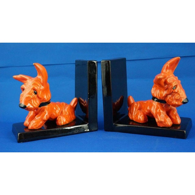 Art Deco Ceramic Scotch Terrier Bookends by Ida Meisinger for Goldscheider, Austria, 1920s, Set of 2 For Sale - Image 4 of 18