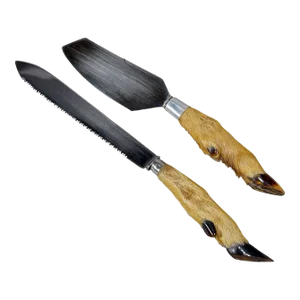 Antique Cheese and Butter Knives With Deer Handles, Circa 1950s