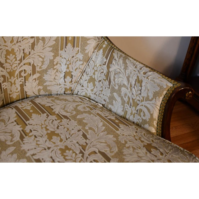 Brown 1930 Pair French Carved Mahogany High-Back Living Room Chairs / Spring-Seat For Sale - Image 8 of 18