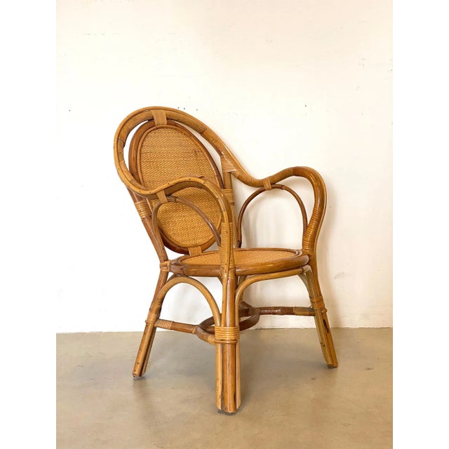 Set of Wicker & Bamboo Armchairs, 1970s For Sale - Image 4 of 15