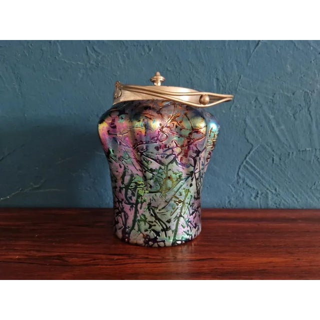 Art Nouveau Kralik Biscuit Barrel with Decor Bacillus, 1900s For Sale - Image 4 of 8