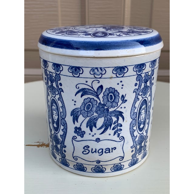 Ceramic Mid-20th Century Dutch Delft Blue & White Covered Sugar Jar For Sale - Image 7 of 10