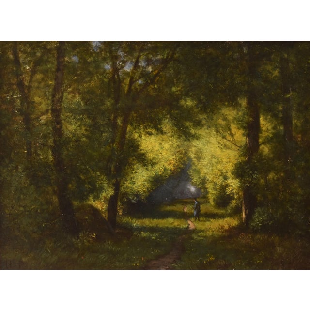 Louis-Hector Pron, Woodland Landscape, 1800s, Oil on Panel, Framed For Sale - Image 3 of 9